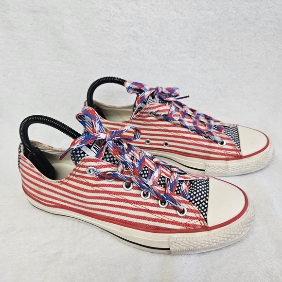 American Flag Converse Chuck Taylor All Star Low Top 122008F Women 10 Men 8 - Picture 3 of 7